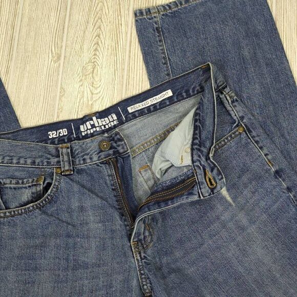 Urban Pipeline Mens 32/30 Denim Jeans Blue Straight Leg Relaxed Fit Pockets - Picture 4 of 6